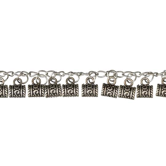 12 Packs: 8 ct. (96 total)  Silver Drop Metal Tube Beads, 9mm by Bead Landing&#x2122;